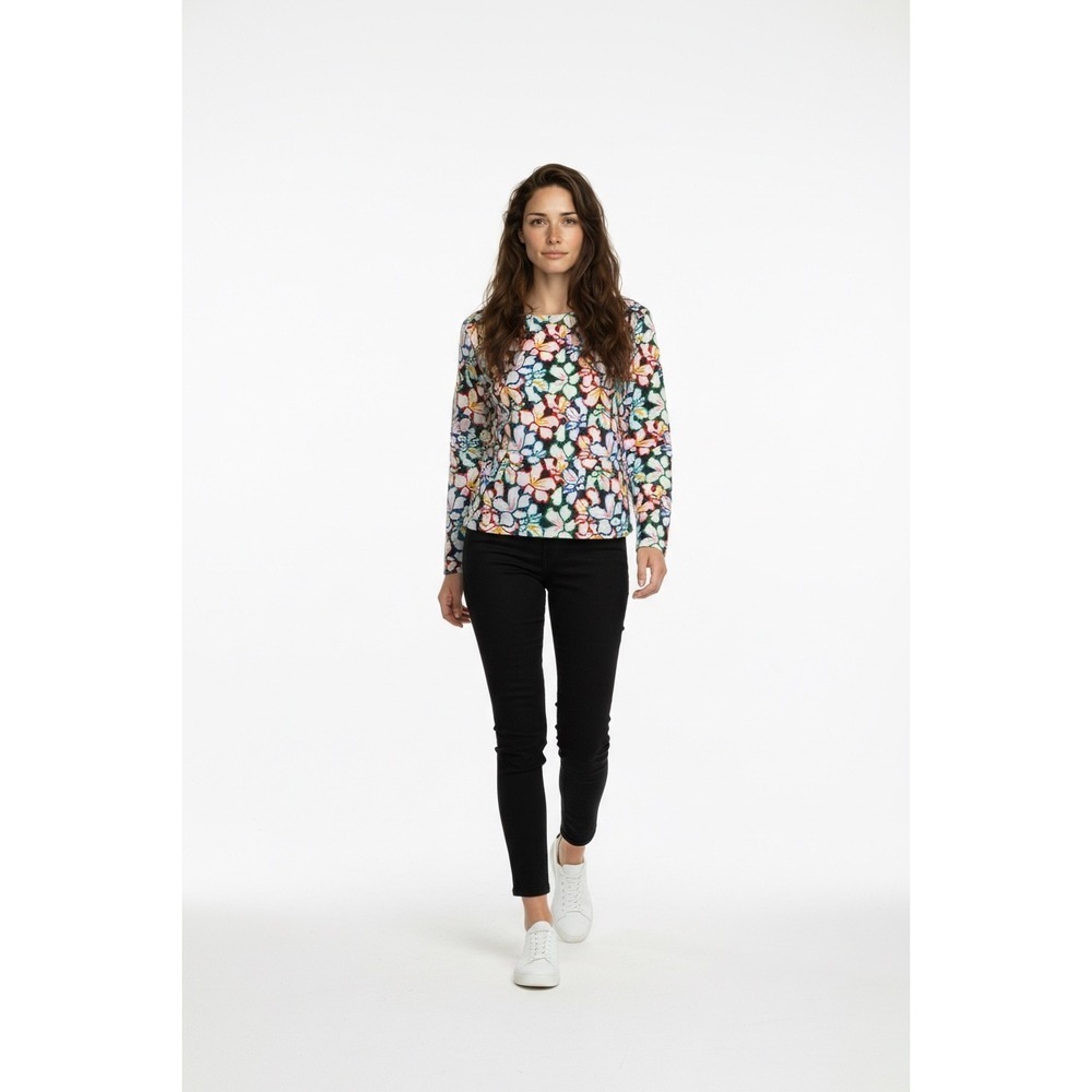 Beach Riot Floral Blue Red Cozy Women Medium Multi Color Hoodie Sweatshirt